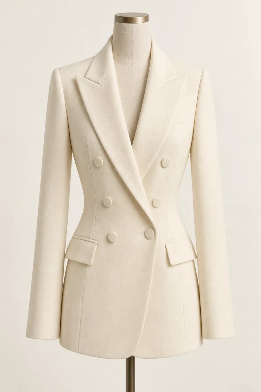 Blazer cruzado color marfil