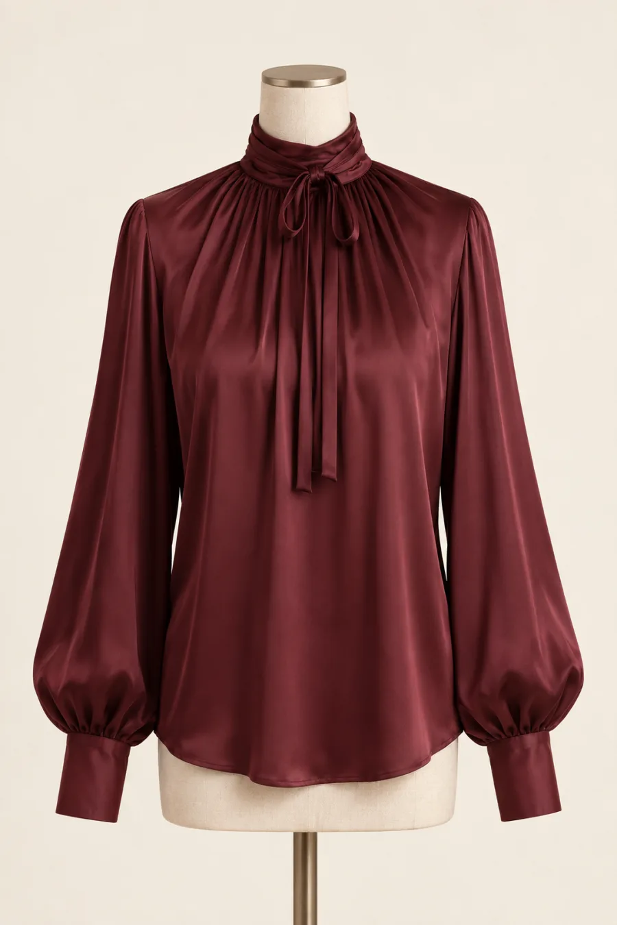 Blusa de satén borgoña