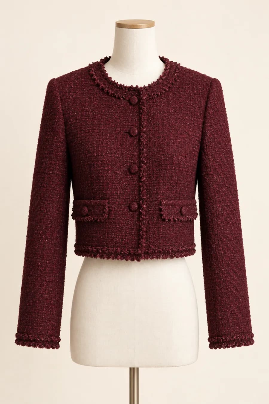 Chaqueta bouclé borgoña