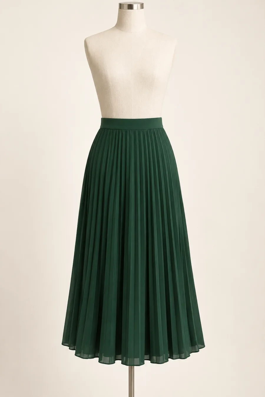 Falda midi plisada verde