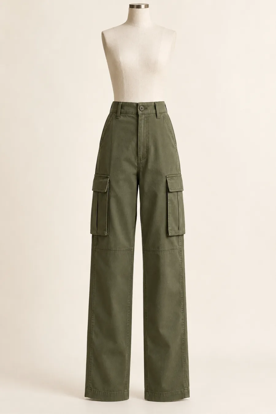 Pantalón cargo oliva refinado